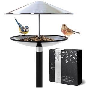 HYBIRD Bird Feeder and BirdBath Combo with Stand – Rust Proof Stainless Steel